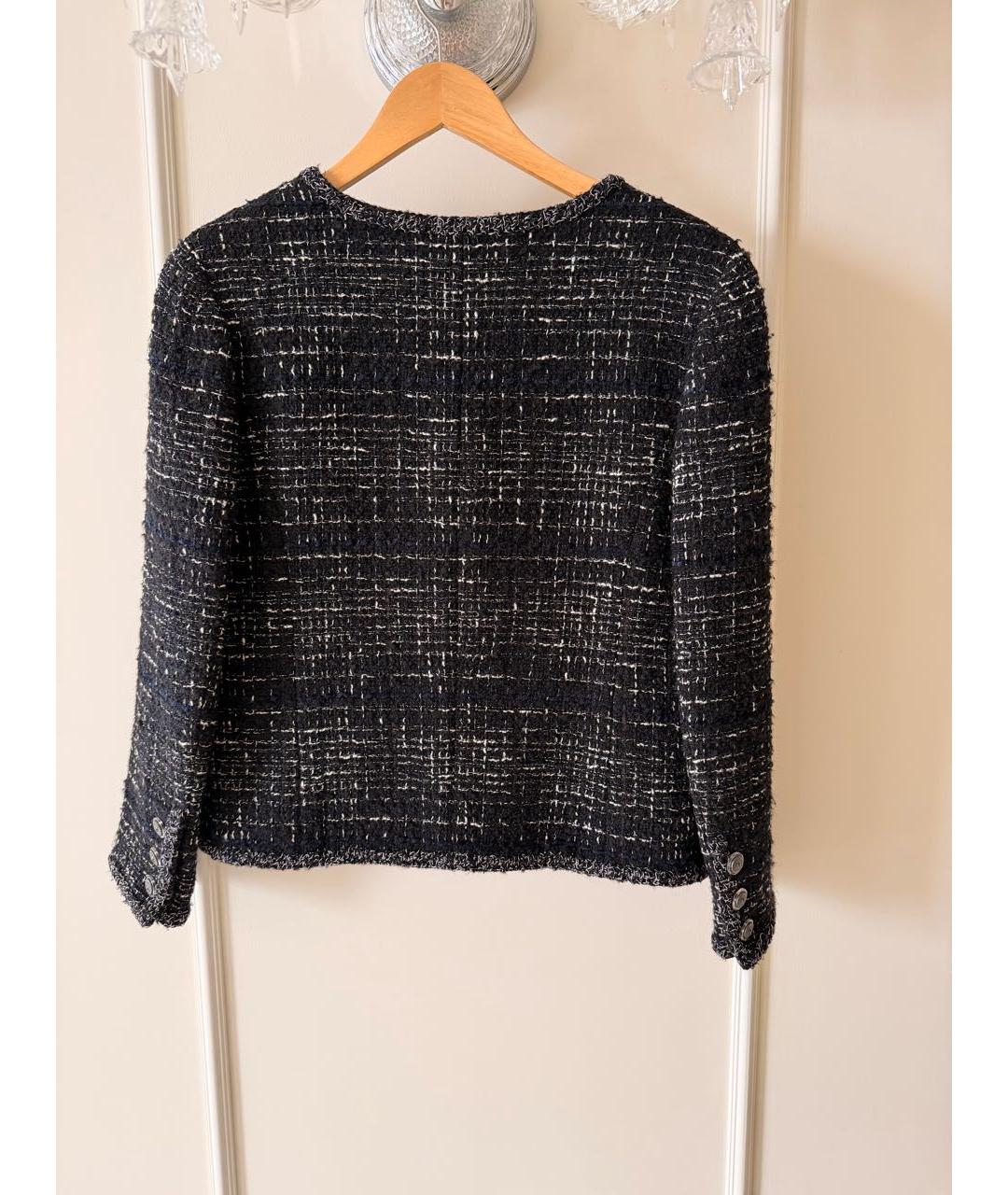 CHANEL Черный твидовый жакет/пиджак, фото 2