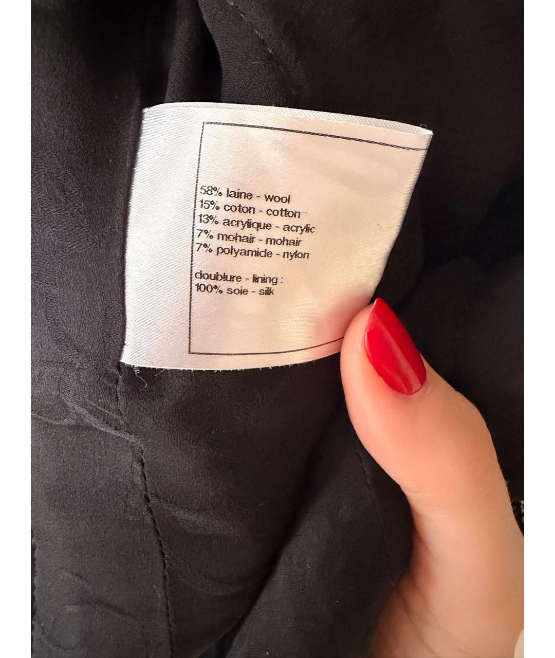 CHANEL Черный твидовый жакет/пиджак, фото 6