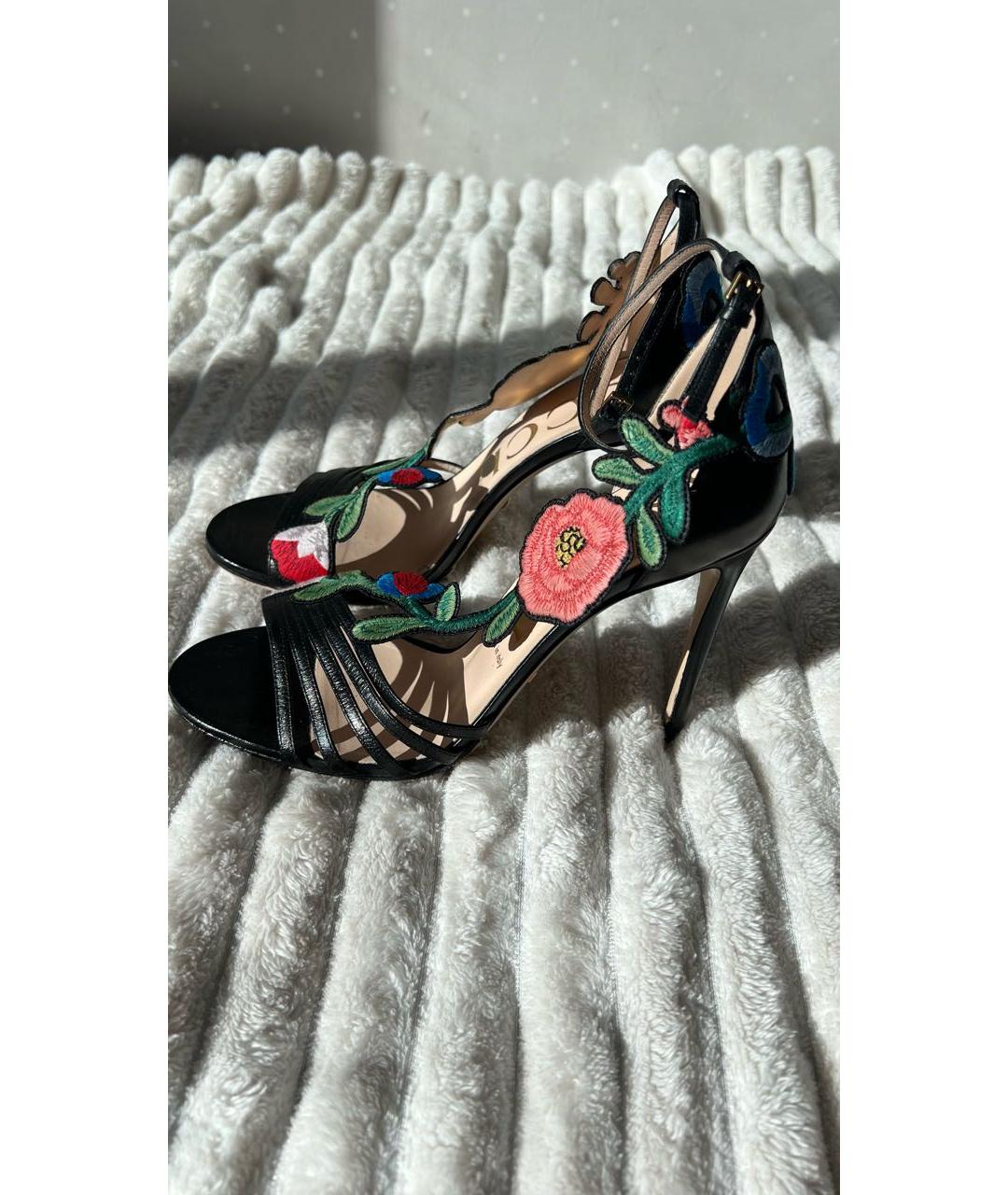 GUCCI Черные кожаные босоножки, фото 6