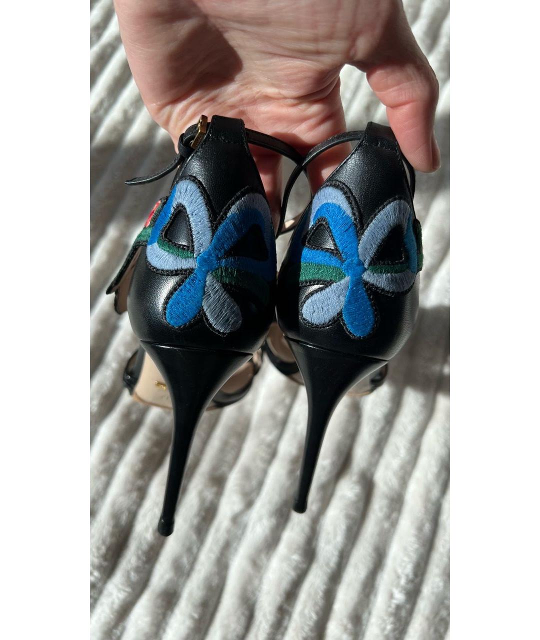 GUCCI Черные кожаные босоножки, фото 3