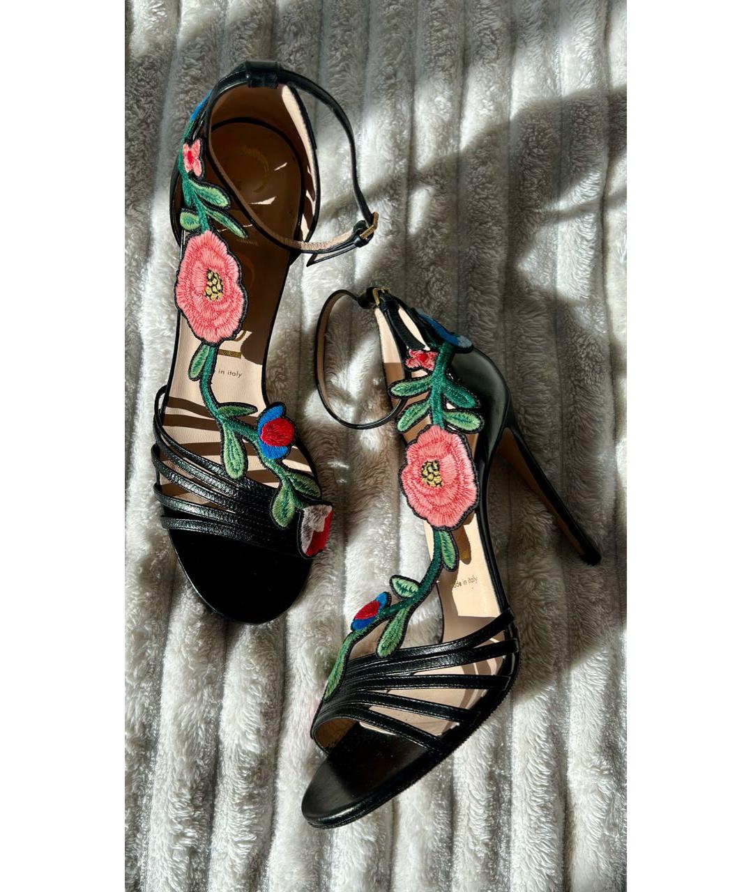 GUCCI Черные кожаные босоножки, фото 2