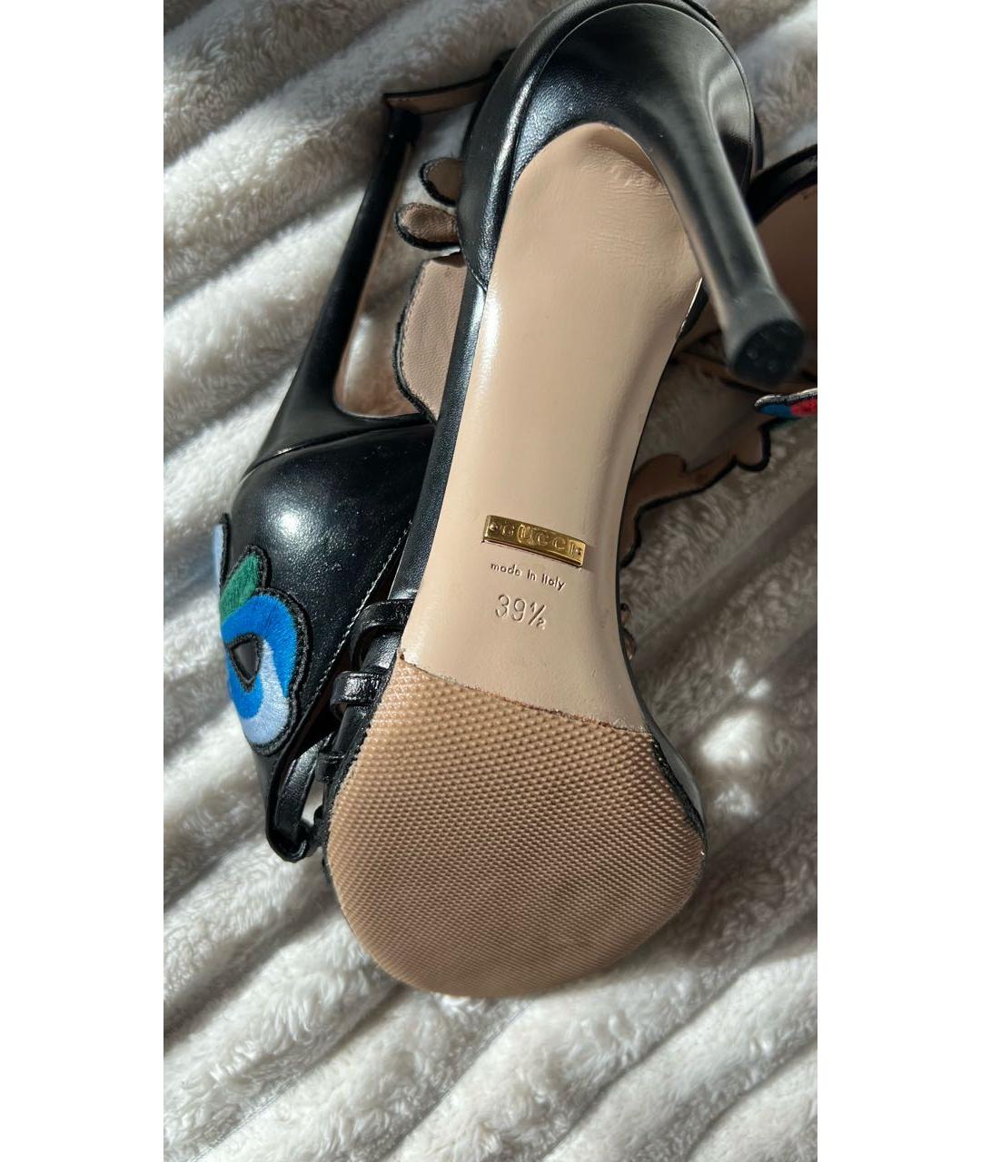 GUCCI Черные кожаные босоножки, фото 5