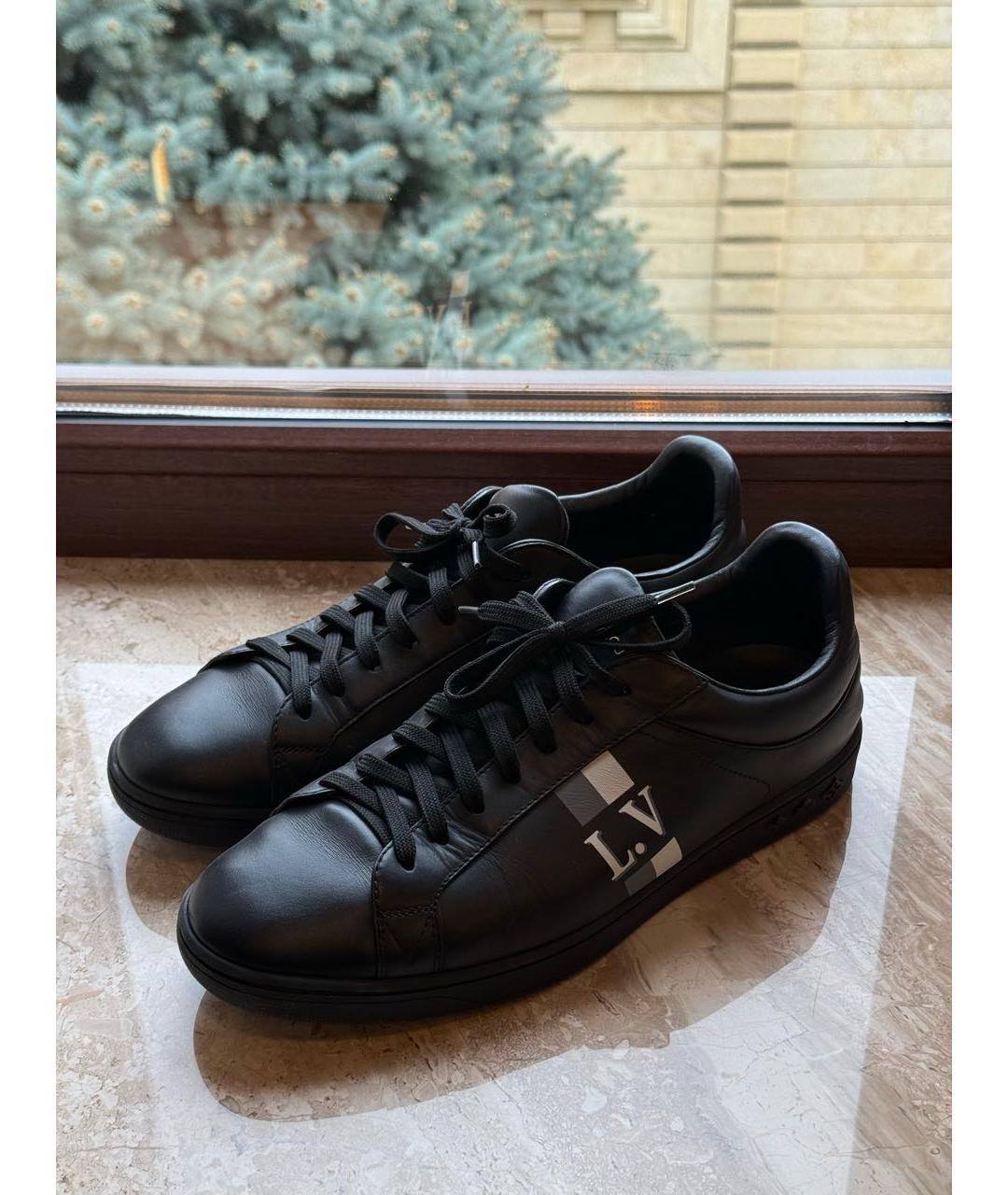 LOUIS VUITTON Черные кожаные низкие кроссовки / кеды, фото 5