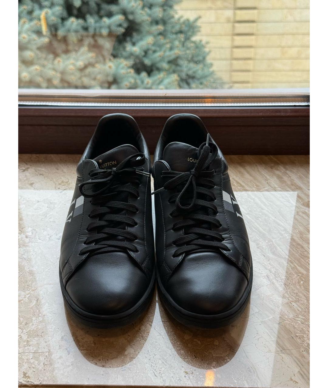 LOUIS VUITTON Черные кожаные низкие кроссовки / кеды, фото 3