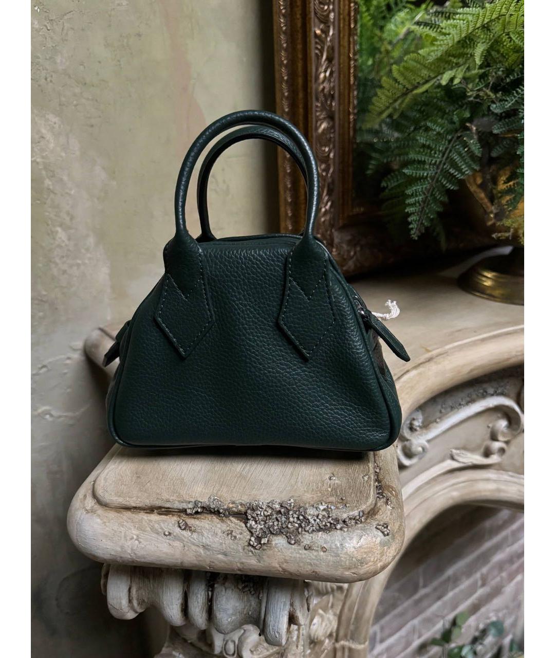 VIVIENNE WESTWOOD Зеленая кожаная сумка с короткими ручками, фото 4