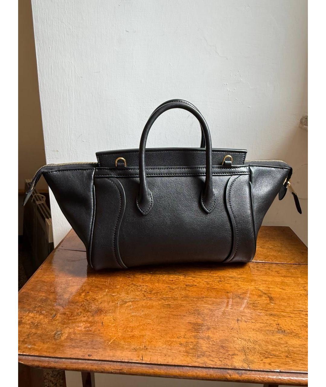 CELINE Черная кожаная сумка с короткими ручками, фото 6