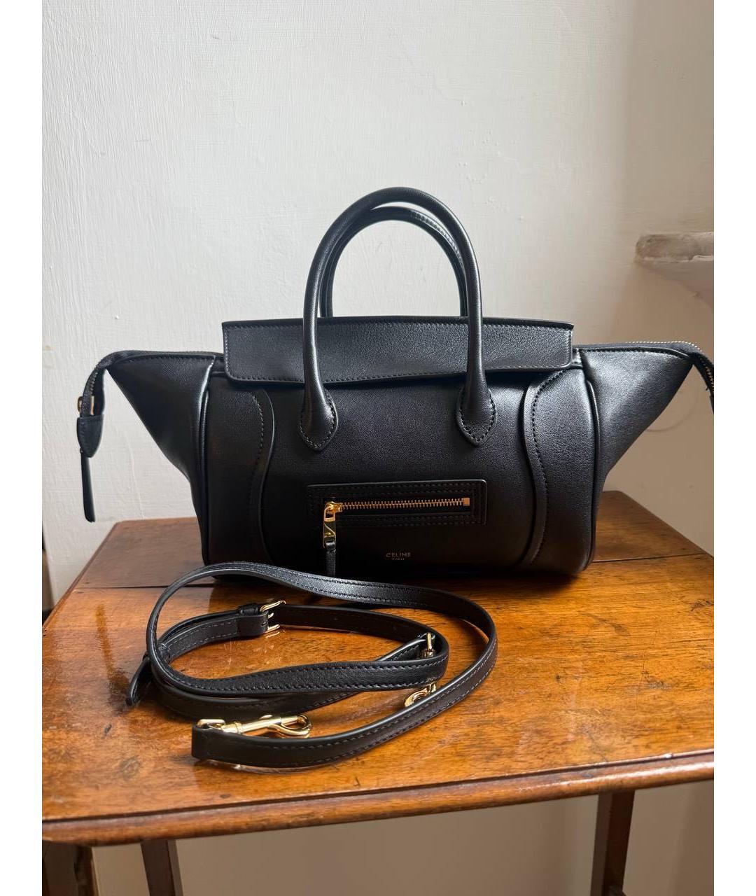 CELINE Черная кожаная сумка с короткими ручками, фото 5