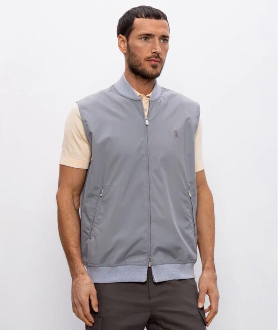 BRUNELLO CUCINELLI Серый полиэстеровый жилет, фото 2