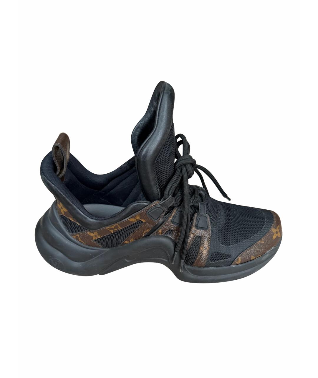 LOUIS VUITTON Черные кожаные кеды, фото 1