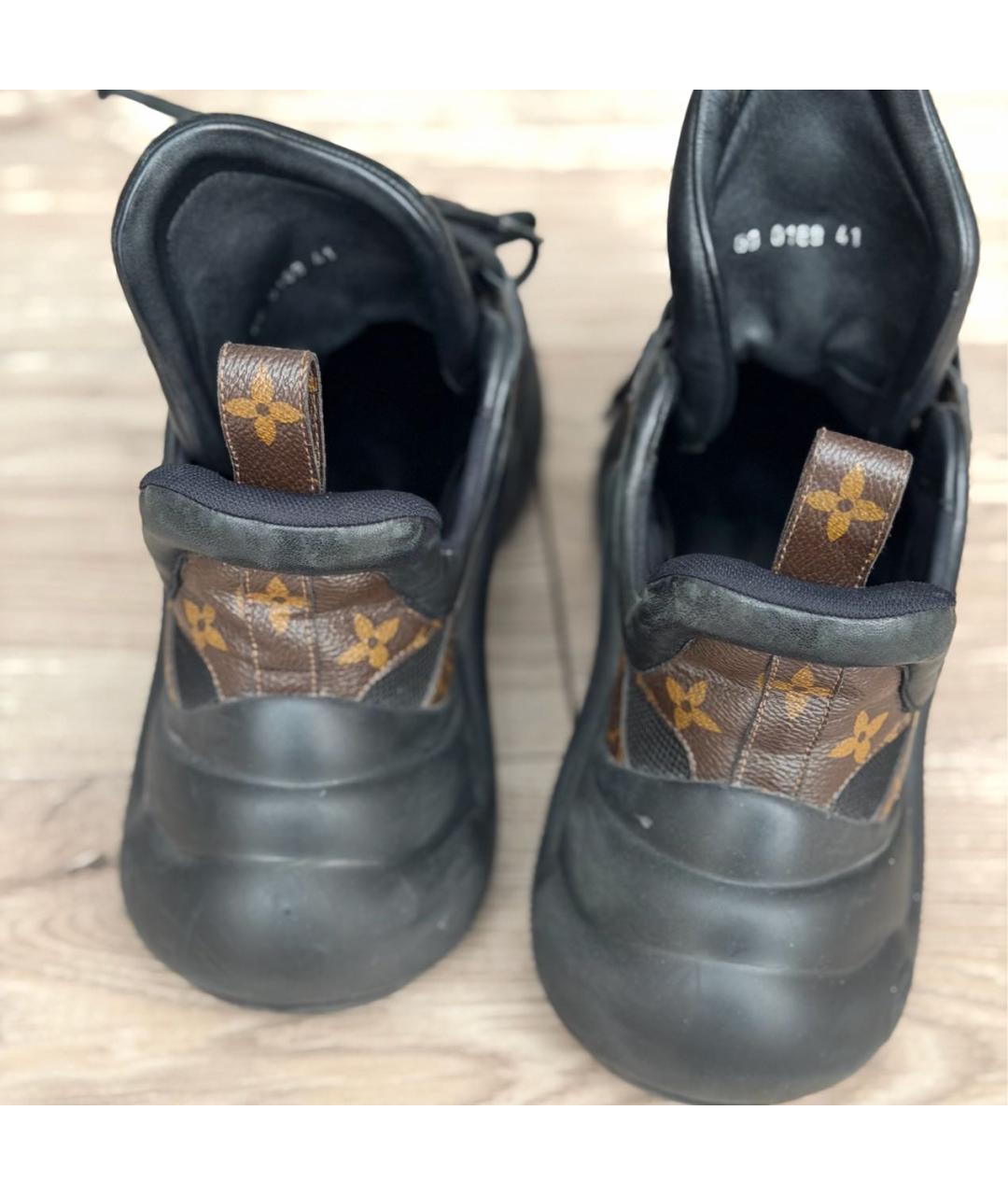 LOUIS VUITTON Черные кожаные кеды, фото 4