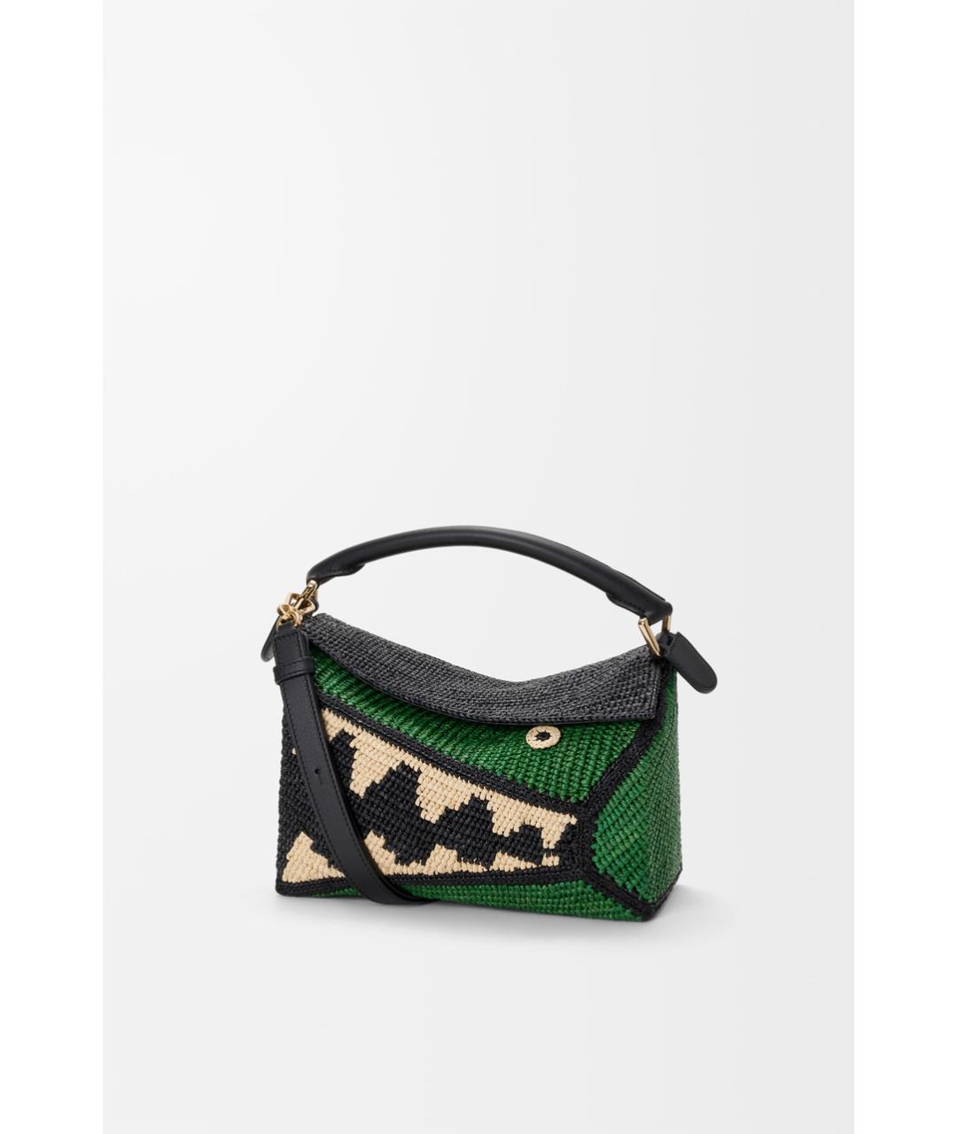 LOEWE Зеленая пелетеная сумка с короткими ручками, фото 4