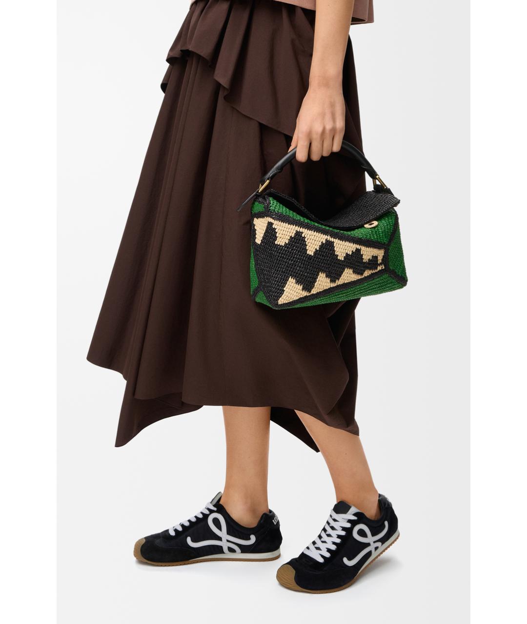 LOEWE Зеленая пелетеная сумка с короткими ручками, фото 2