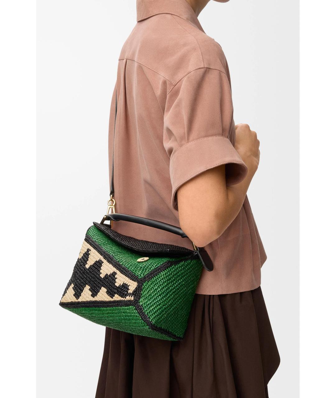 LOEWE Зеленая пелетеная сумка с короткими ручками, фото 3