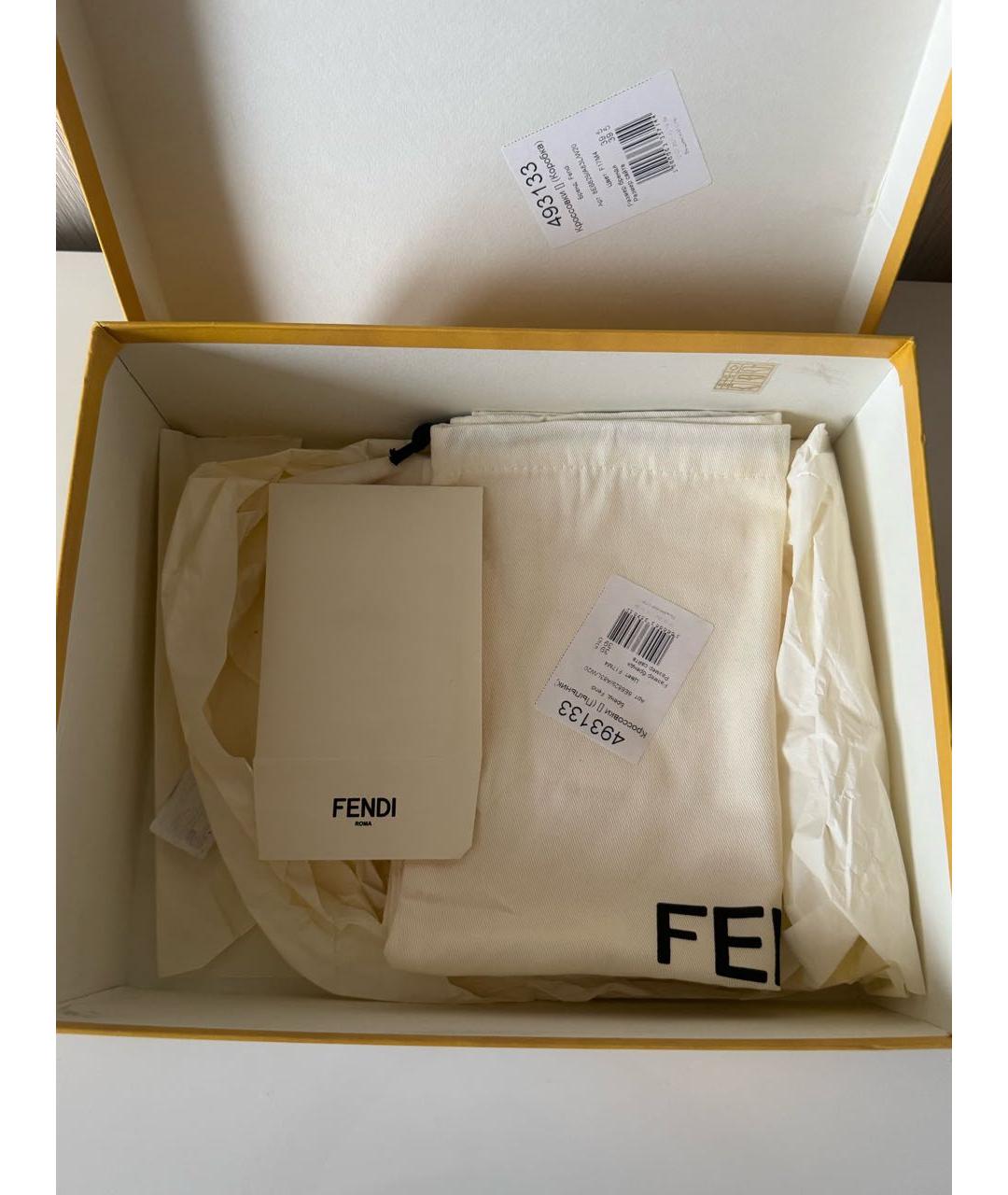 FENDI Белые кожаные кроссовки, фото 7