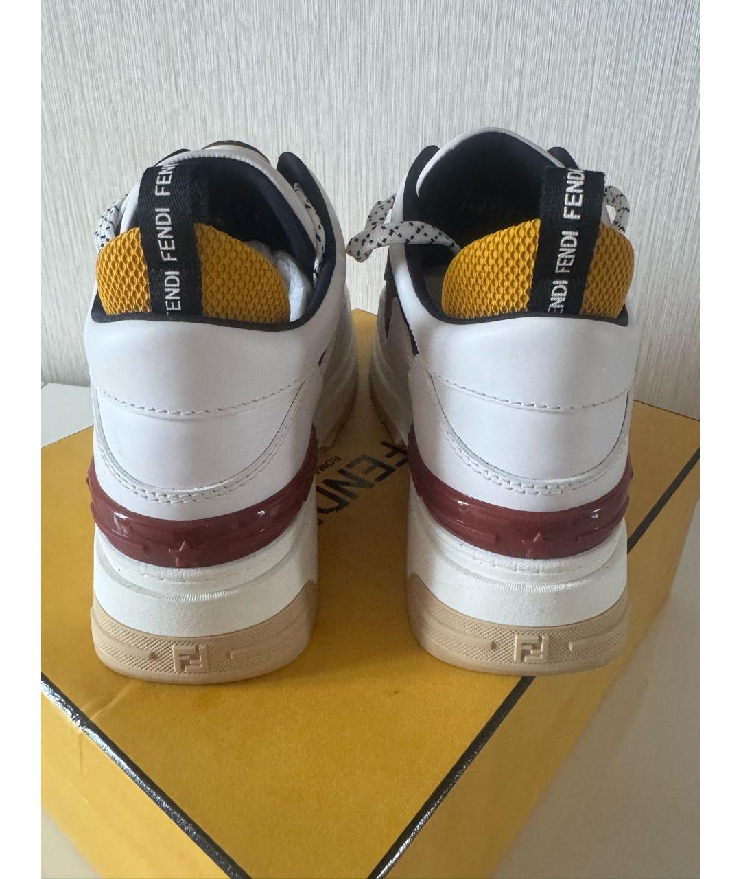 FENDI Белые кожаные кроссовки, фото 4
