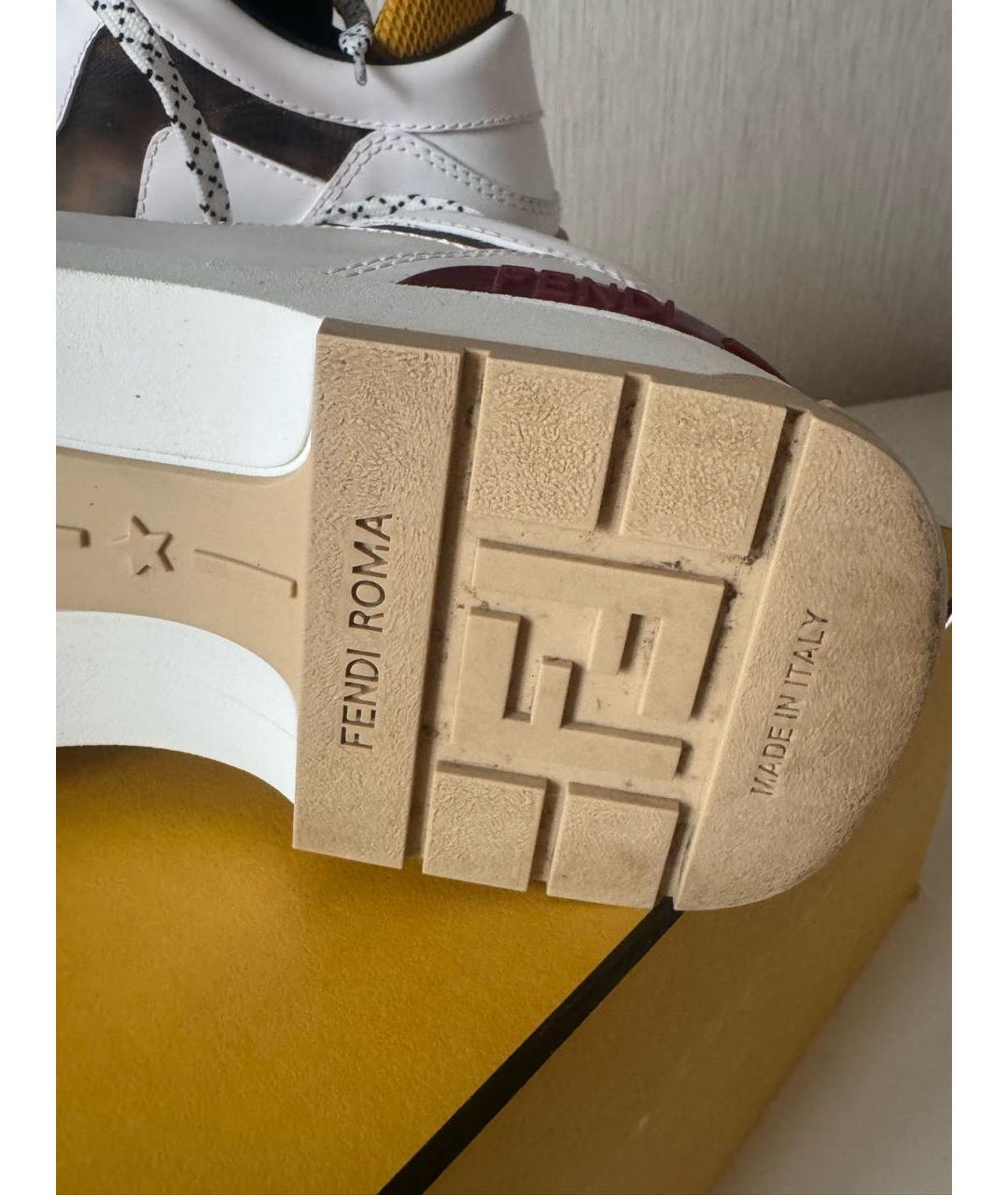 FENDI Белые кожаные кроссовки, фото 8