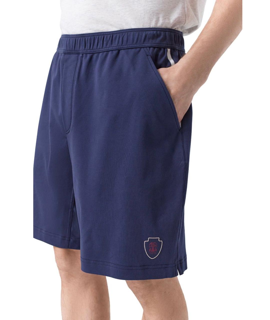 BRUNELLO CUCINELLI Темно-синие хлопковые шорты, фото 4