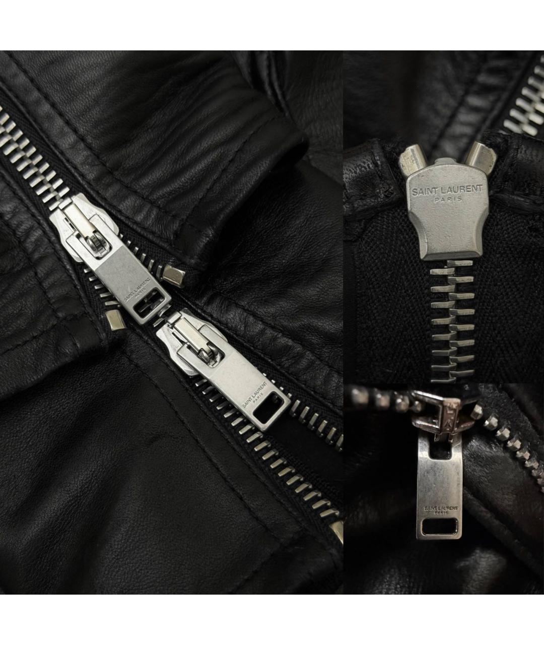 SAINT LAURENT Черные кожаные брюки узкие, фото 4