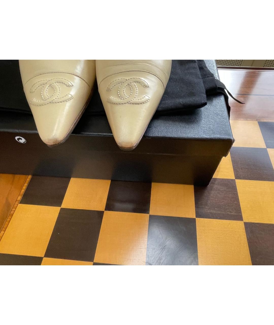 CHANEL Бежевые кожаные туфли, фото 6