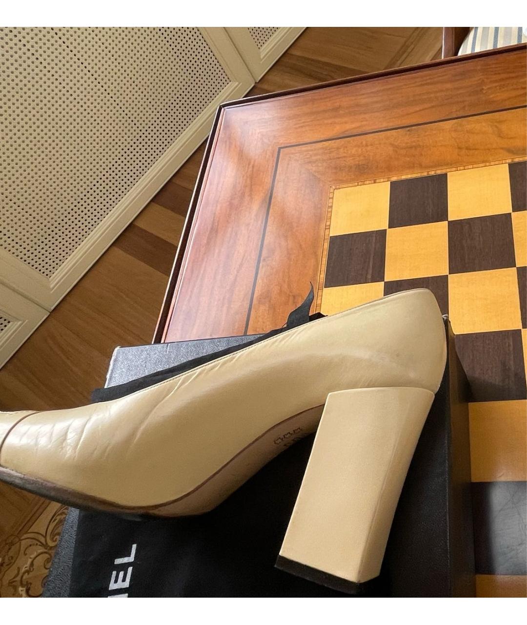 CHANEL Бежевые кожаные туфли, фото 8