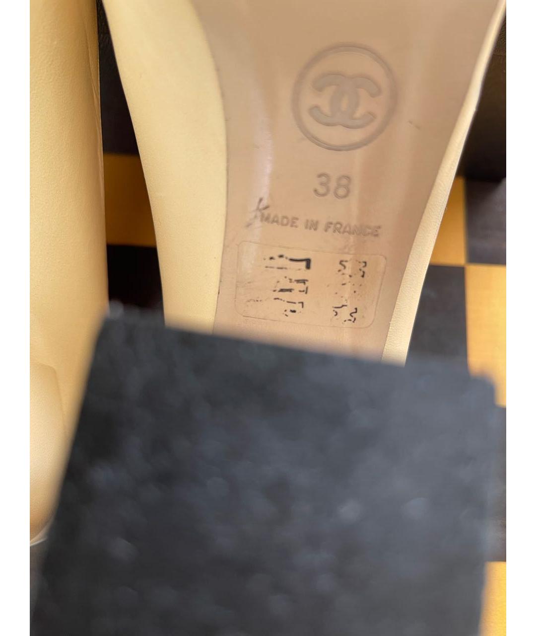 CHANEL Бежевые кожаные туфли, фото 5