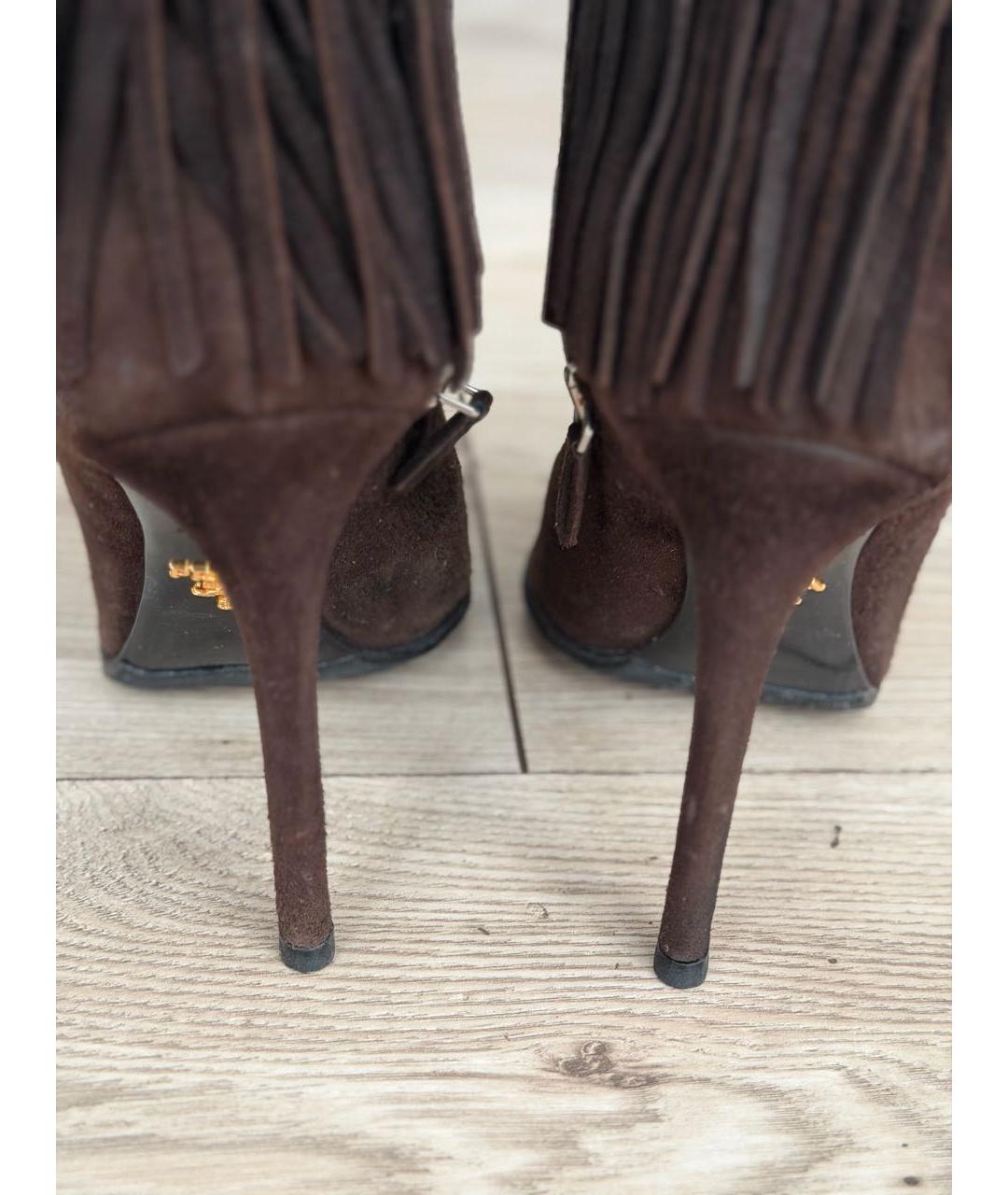PRADA Коричневые замшевые ботильоны, фото 6