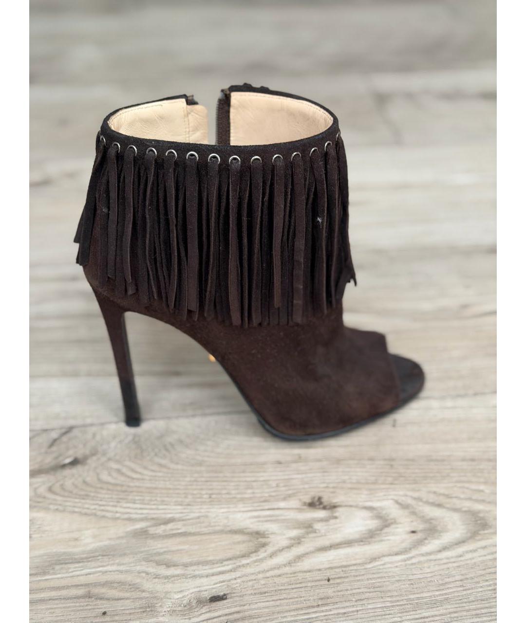 PRADA Коричневые замшевые ботильоны, фото 9