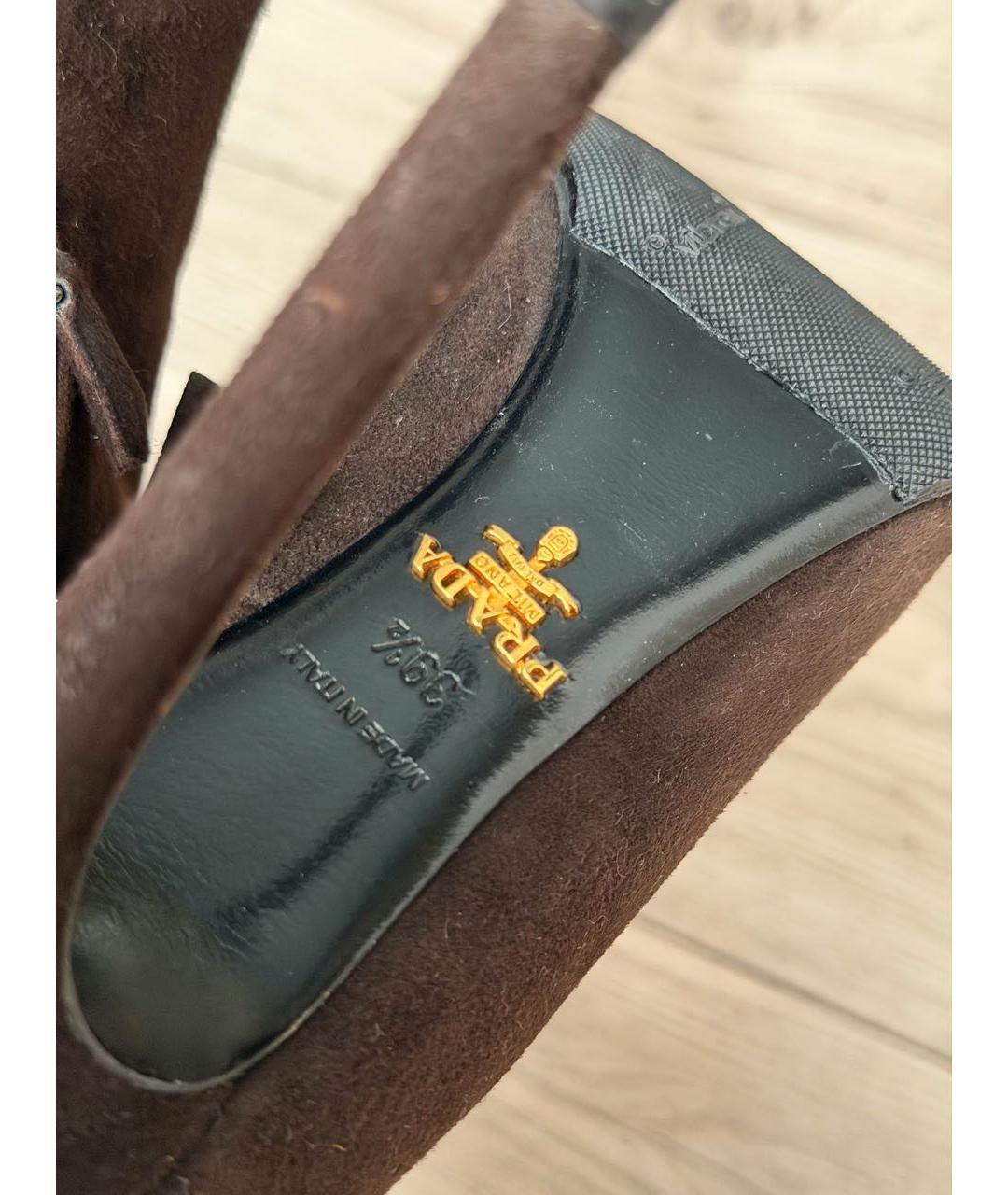 PRADA Коричневые замшевые ботильоны, фото 7