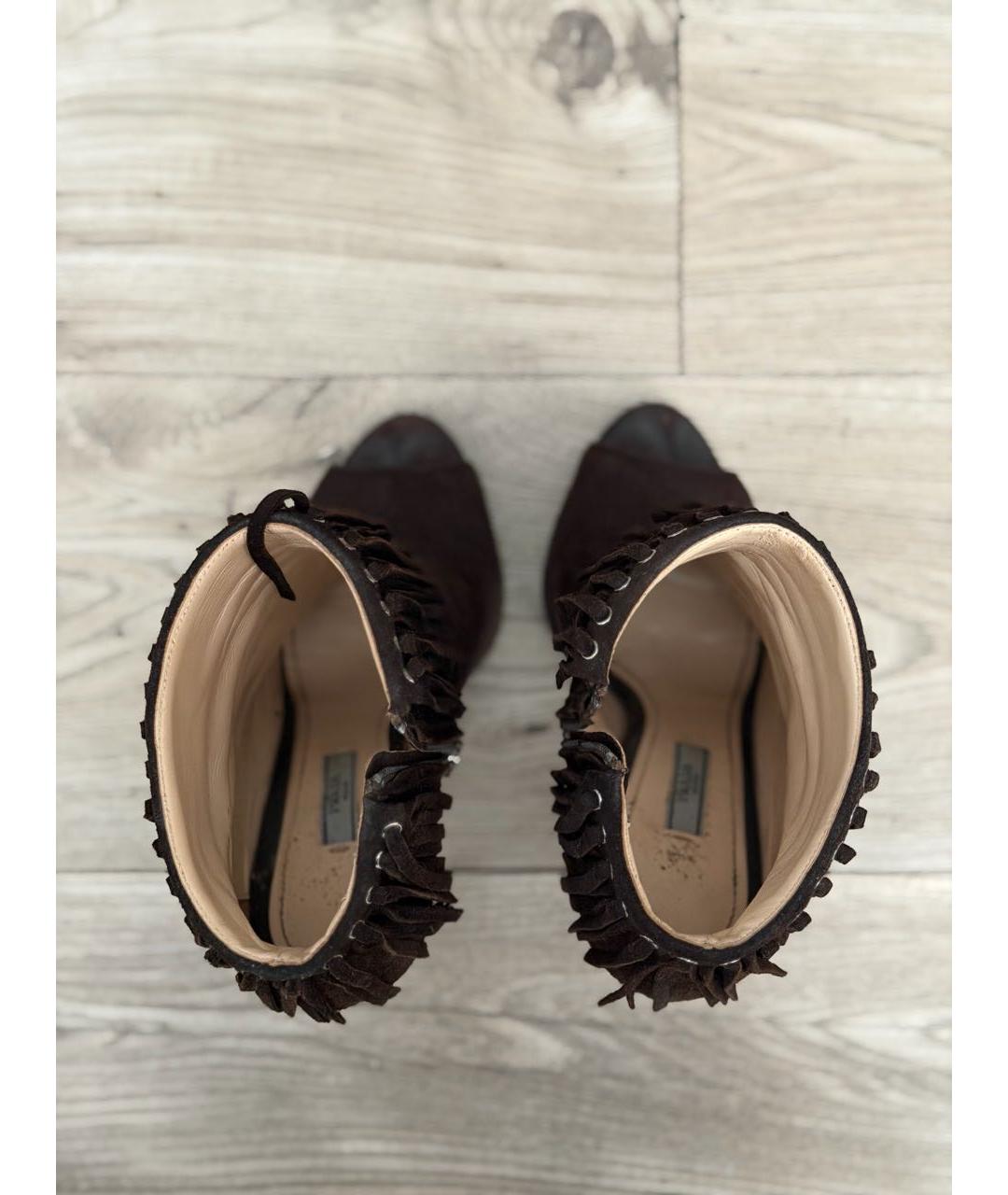 PRADA Коричневые замшевые ботильоны, фото 3