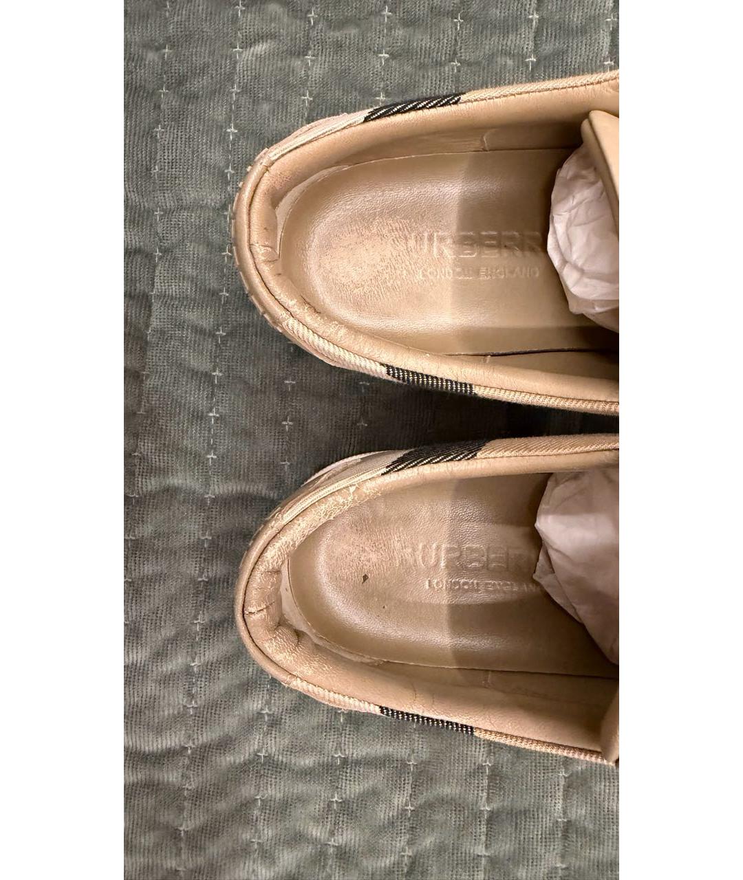 BURBERRY Бежевые кожаные кеды, фото 5