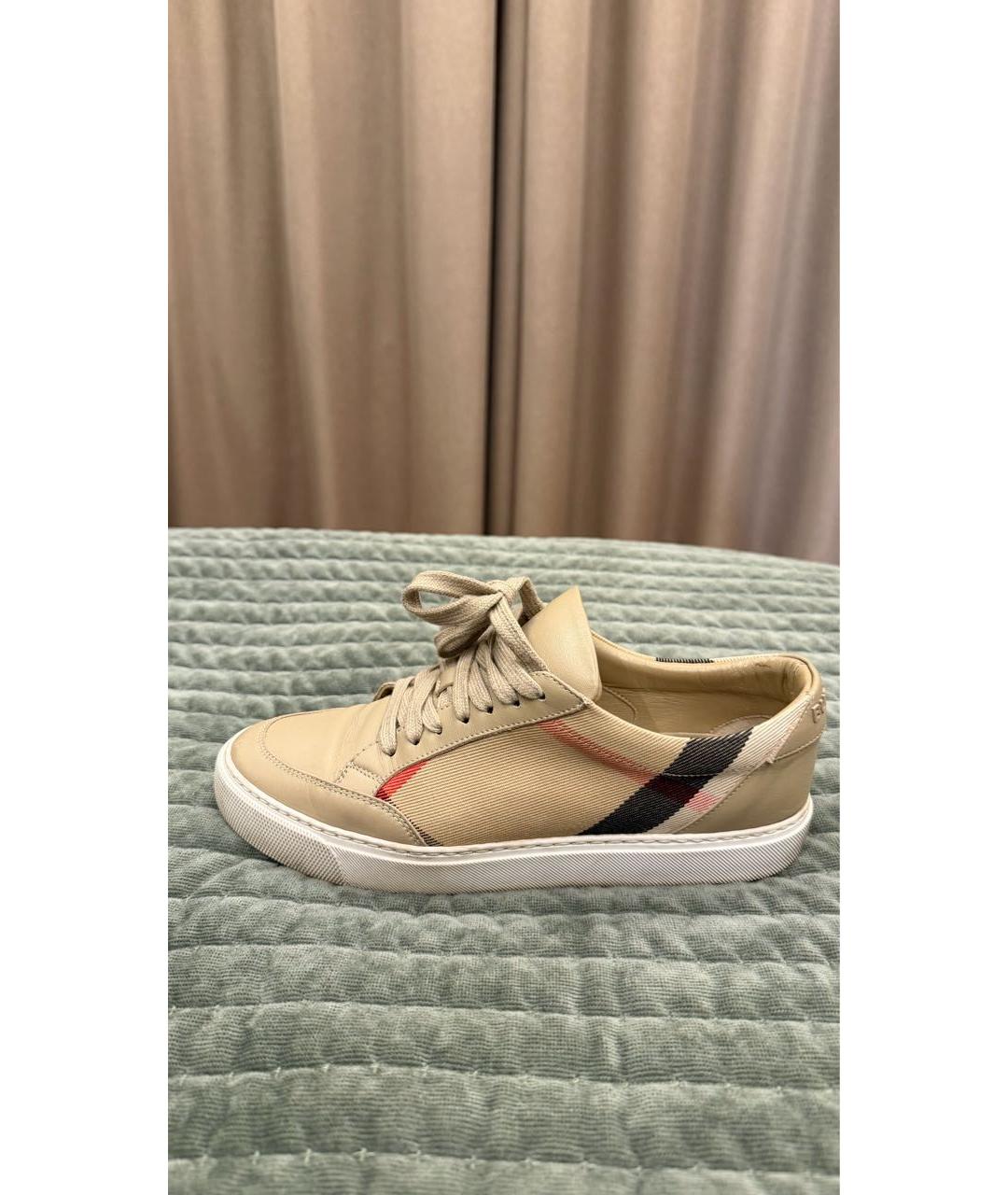 BURBERRY Бежевые кожаные кеды, фото 6