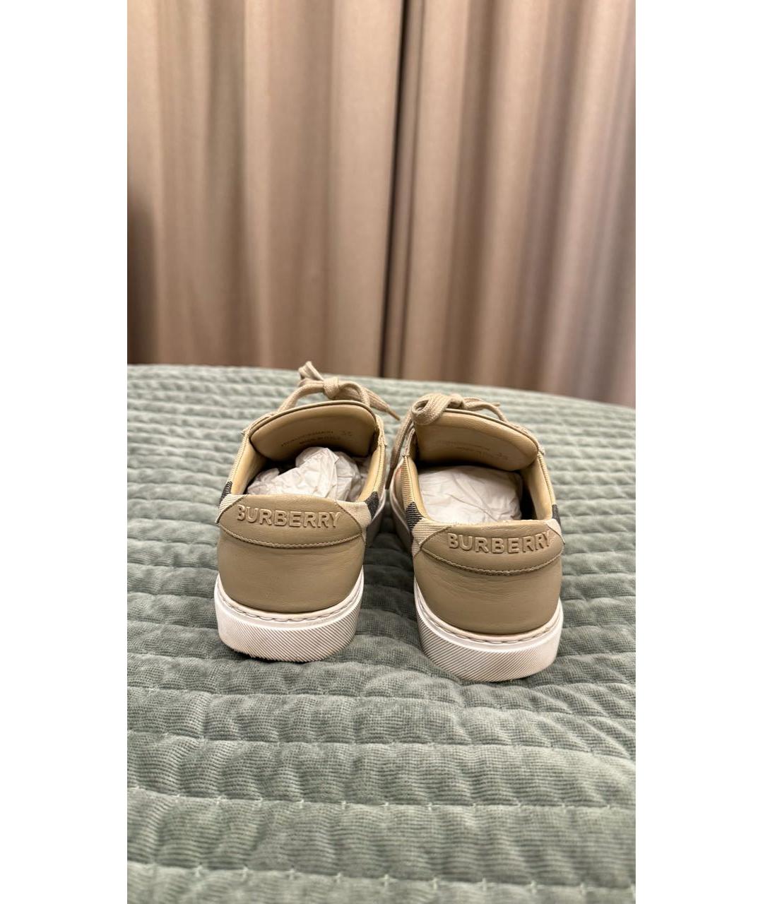 BURBERRY Бежевые кожаные кеды, фото 4