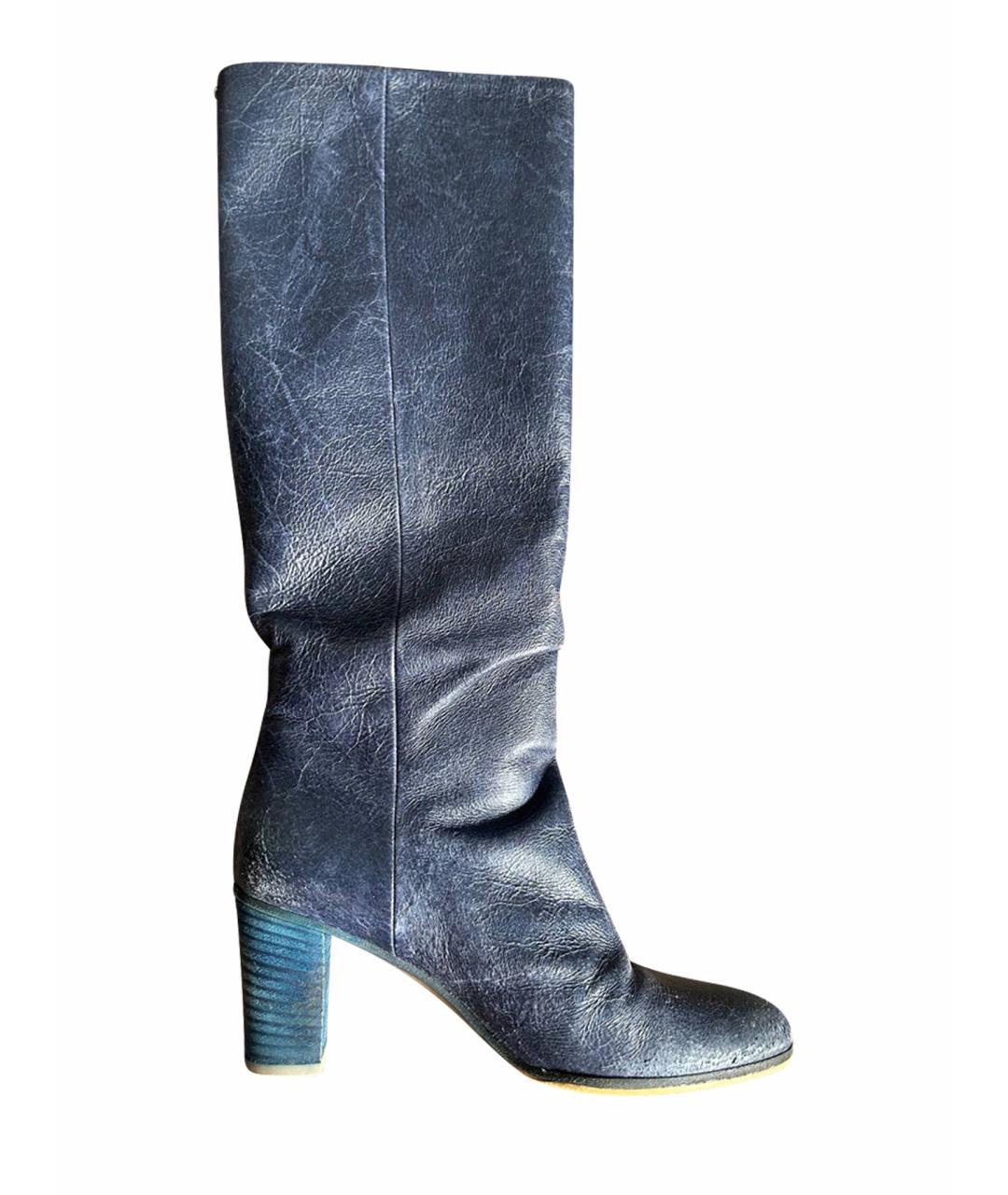 MAISON MARGIELA Темно-синие кожаные сапоги, фото 1