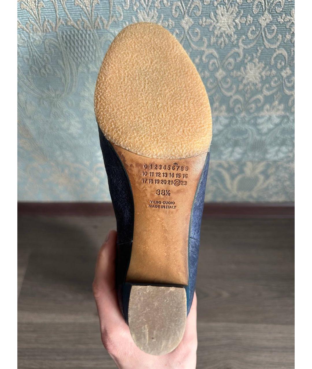 MAISON MARGIELA Темно-синие кожаные сапоги, фото 4