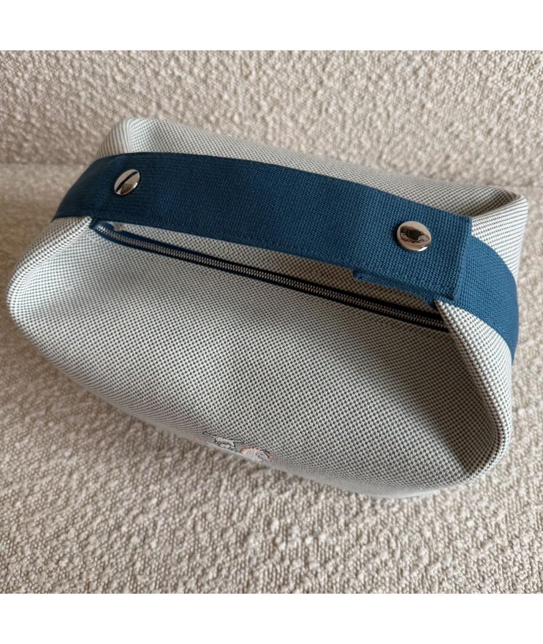 HERMES Голубая хлопковая косметичка, фото 4
