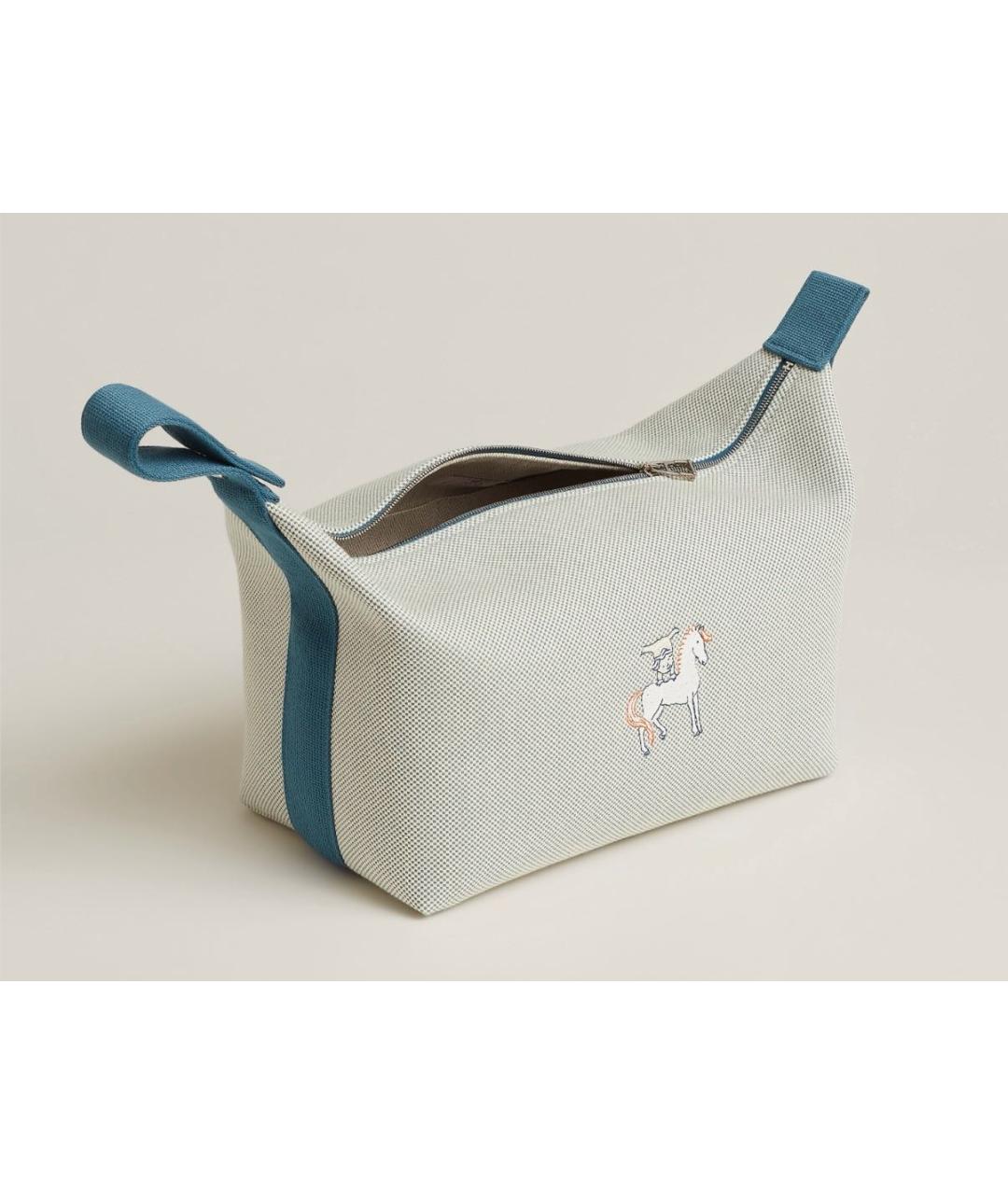 HERMES Голубая хлопковая косметичка, фото 2