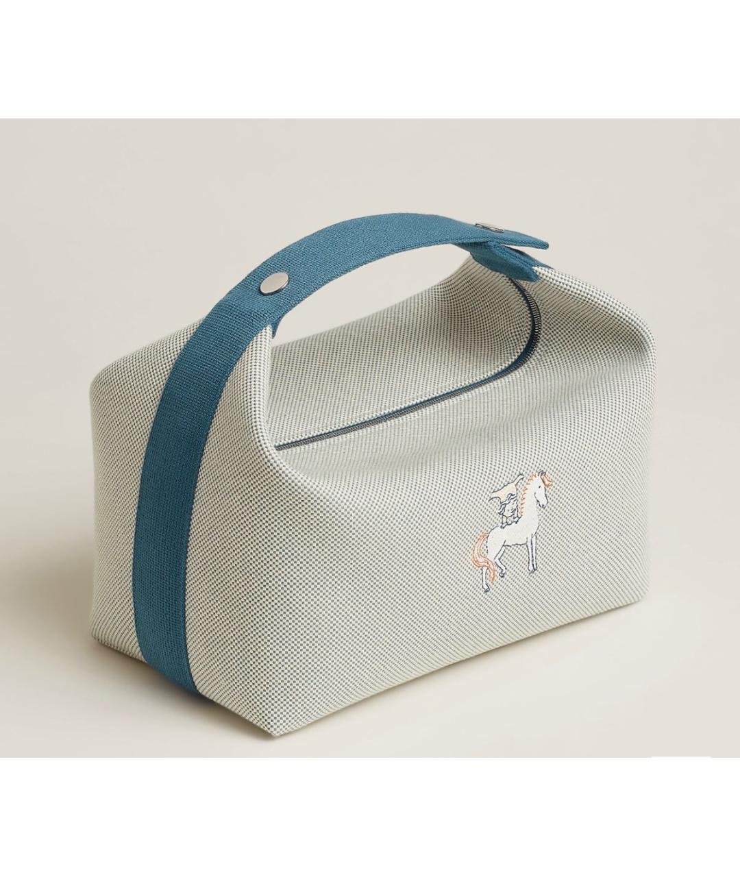 HERMES Голубая хлопковая косметичка, фото 5