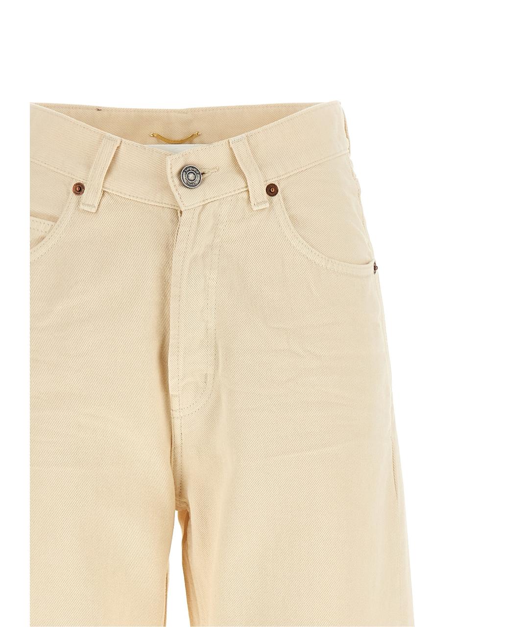 SAINT LAURENT Бежевые хлопковые прямые джинсы, фото 3