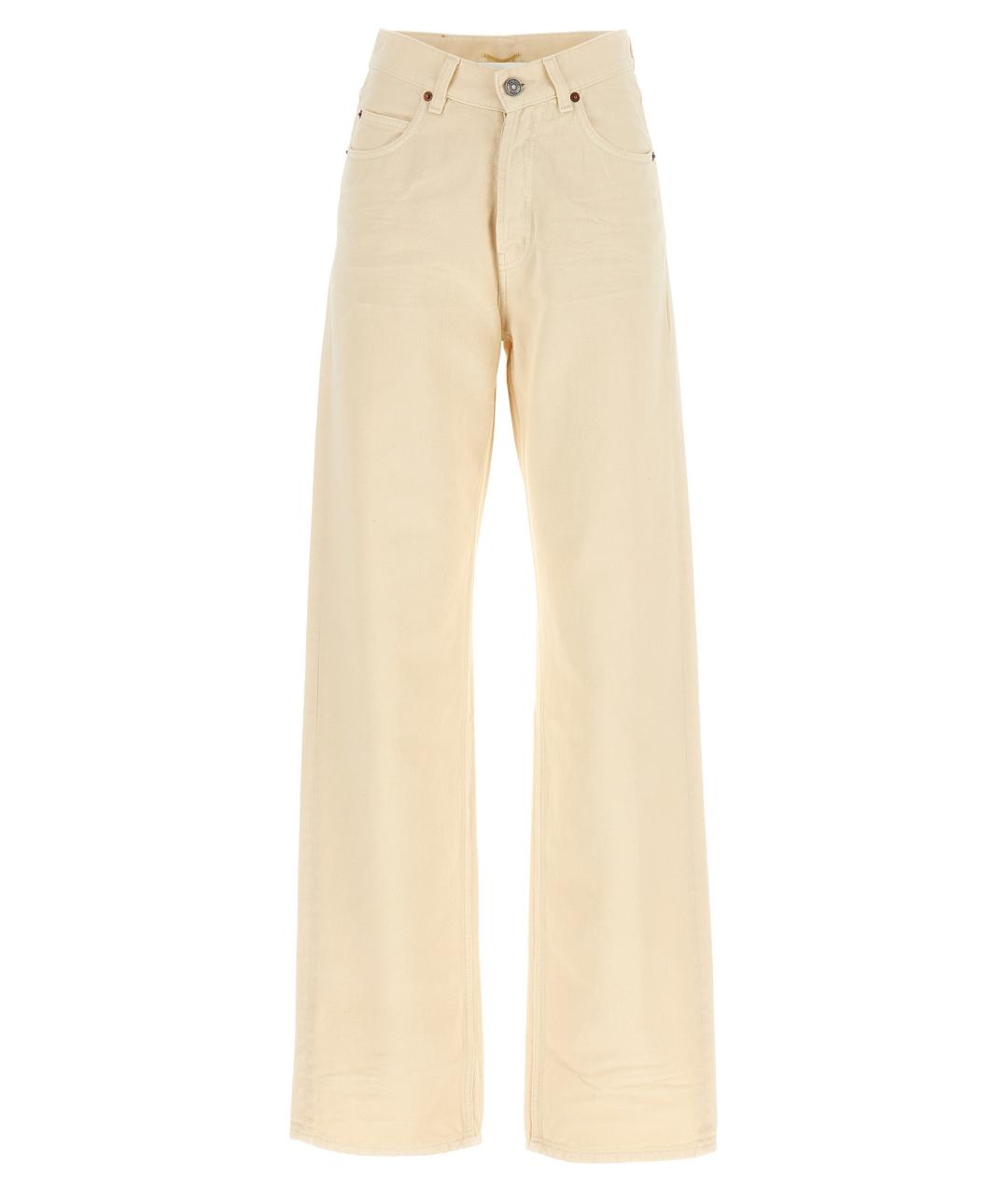 SAINT LAURENT Бежевые хлопковые прямые джинсы, фото 1