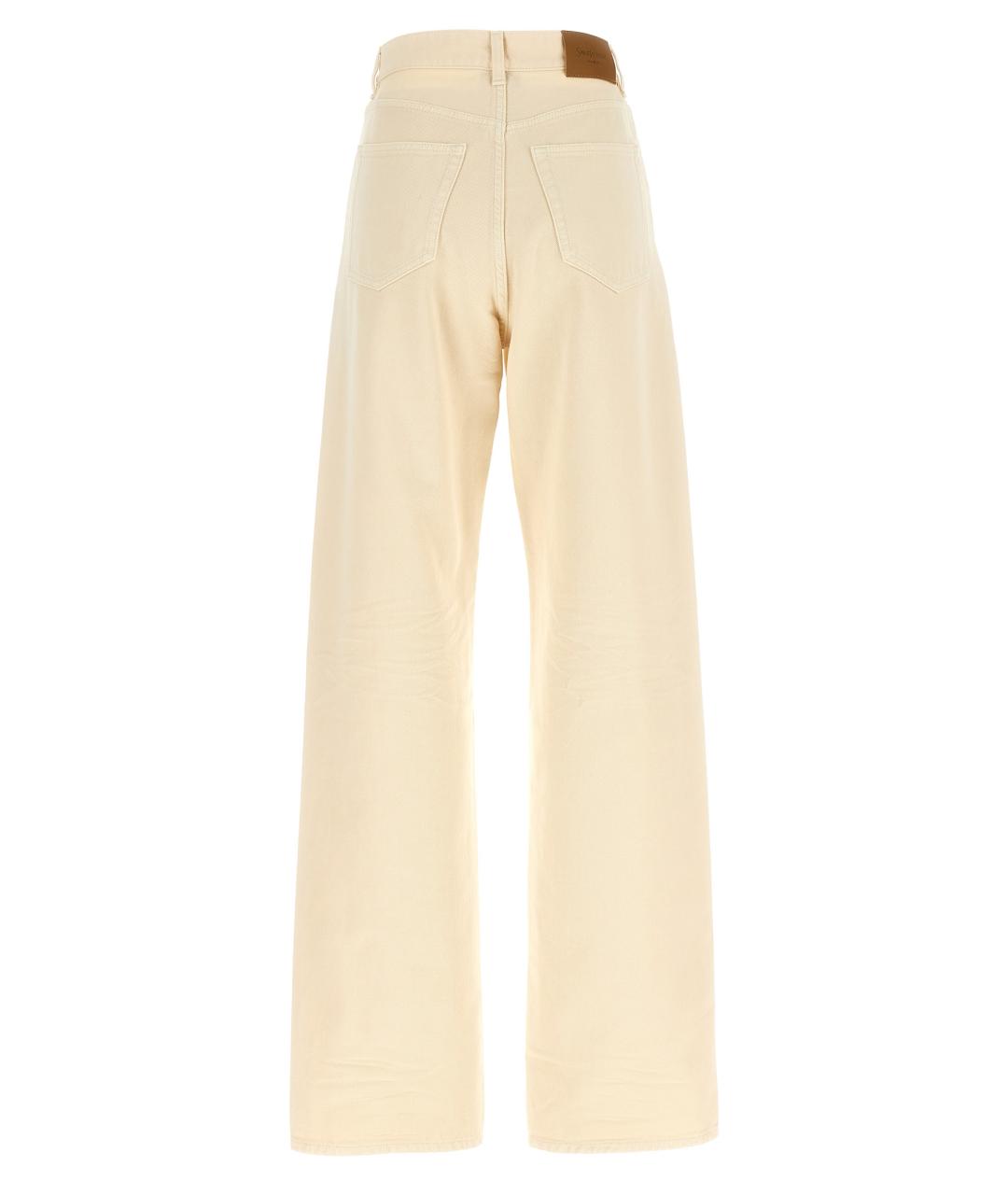 SAINT LAURENT Бежевые хлопковые прямые джинсы, фото 2