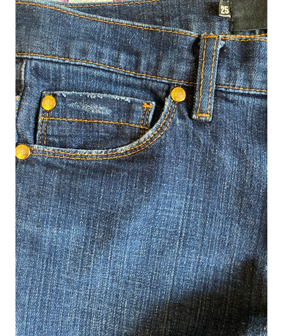 LOVE MOSCHINO Синие хлопковые прямые джинсы, фото 4