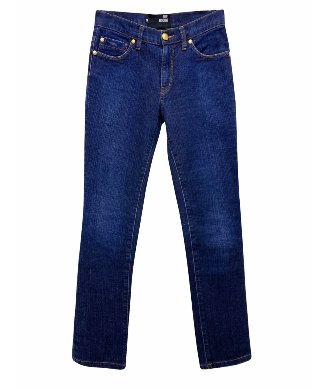 LOVE MOSCHINO Синие хлопковые прямые джинсы, фото 1