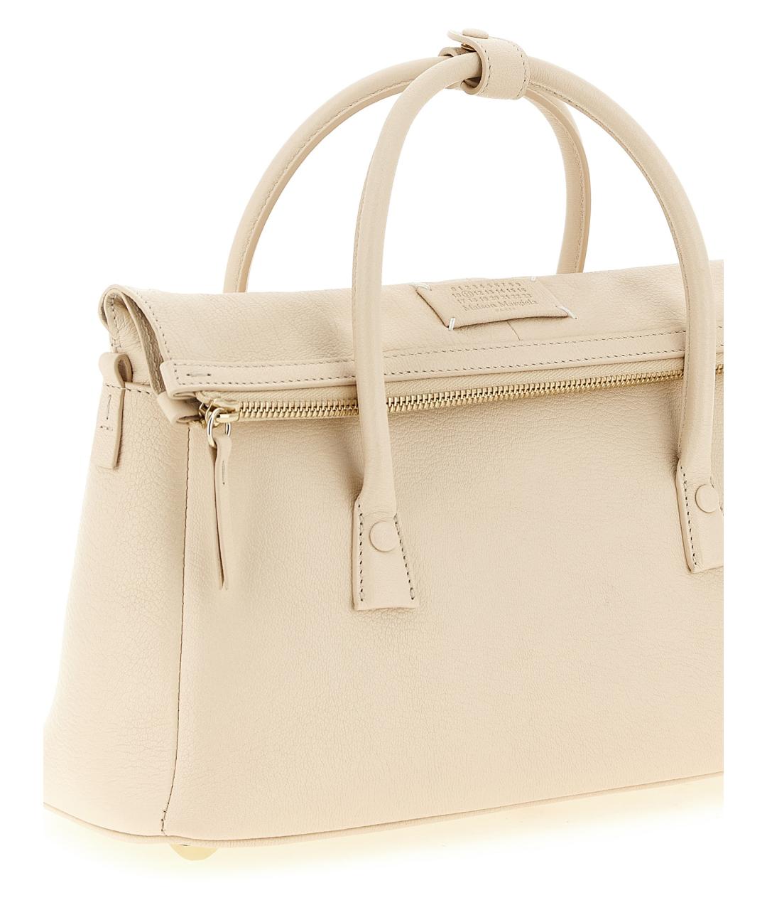 MAISON MARGIELA Бежевая кожаная сумка тоут, фото 3