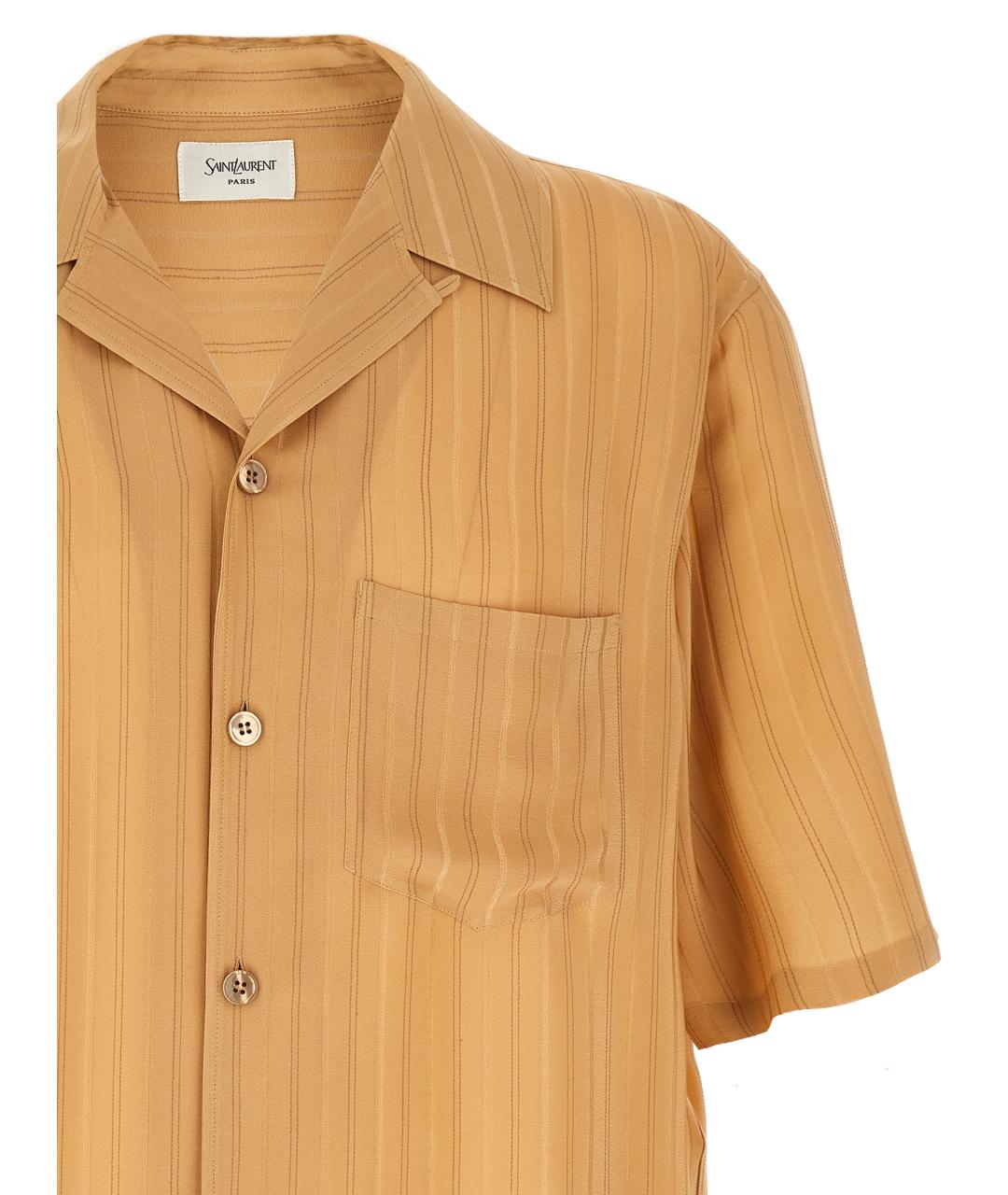 SAINT LAURENT Бежевая шелковая кэжуал рубашка, фото 3
