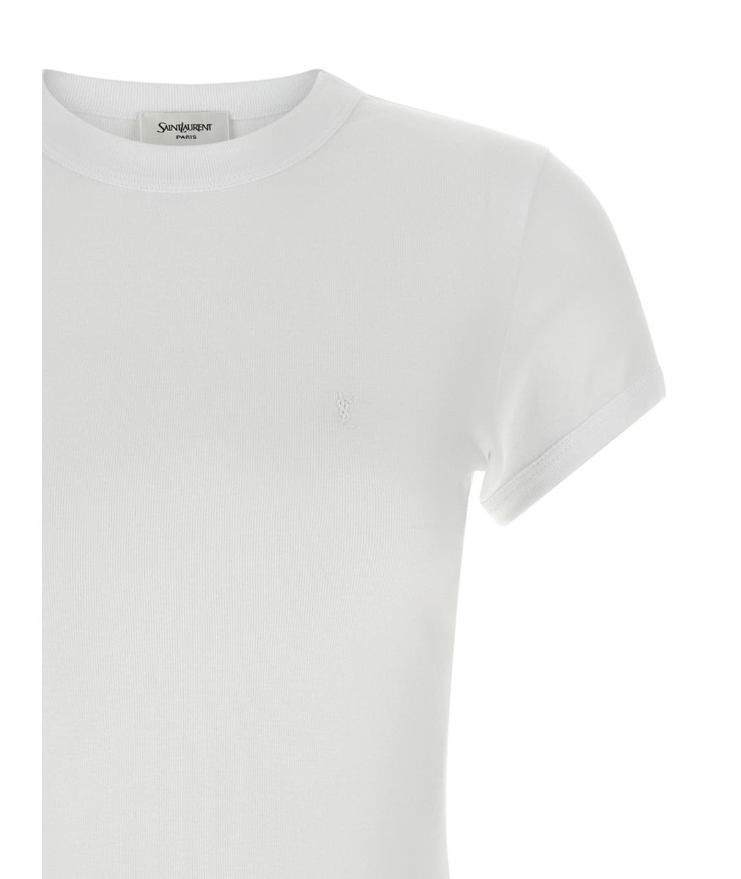 SAINT LAURENT Белая хлопковая футболка, фото 3