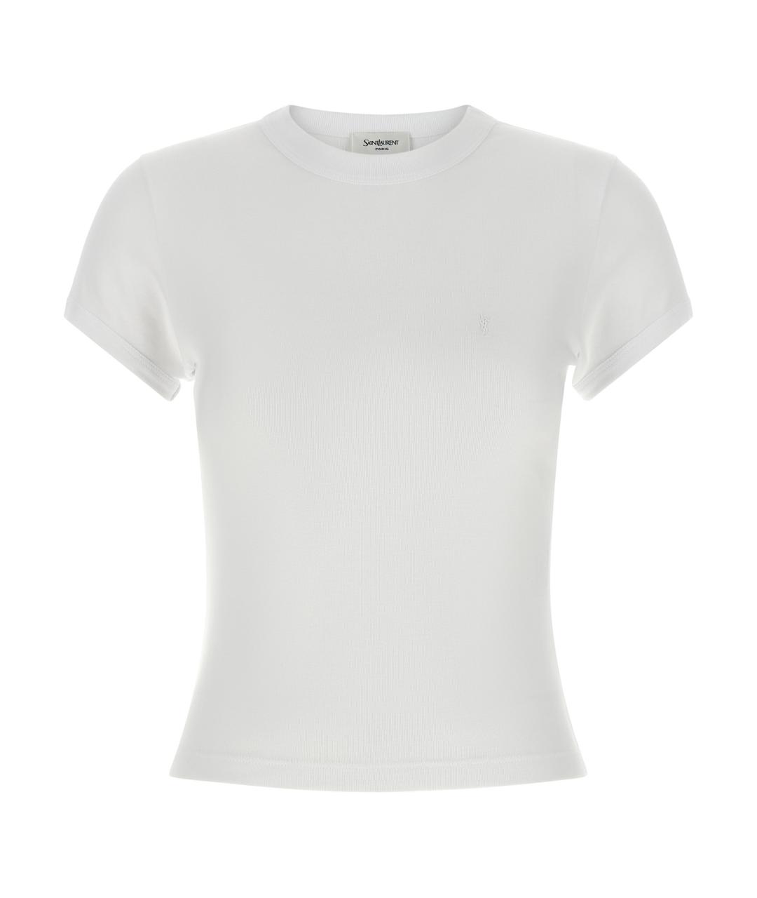 SAINT LAURENT Белая хлопковая футболка, фото 1