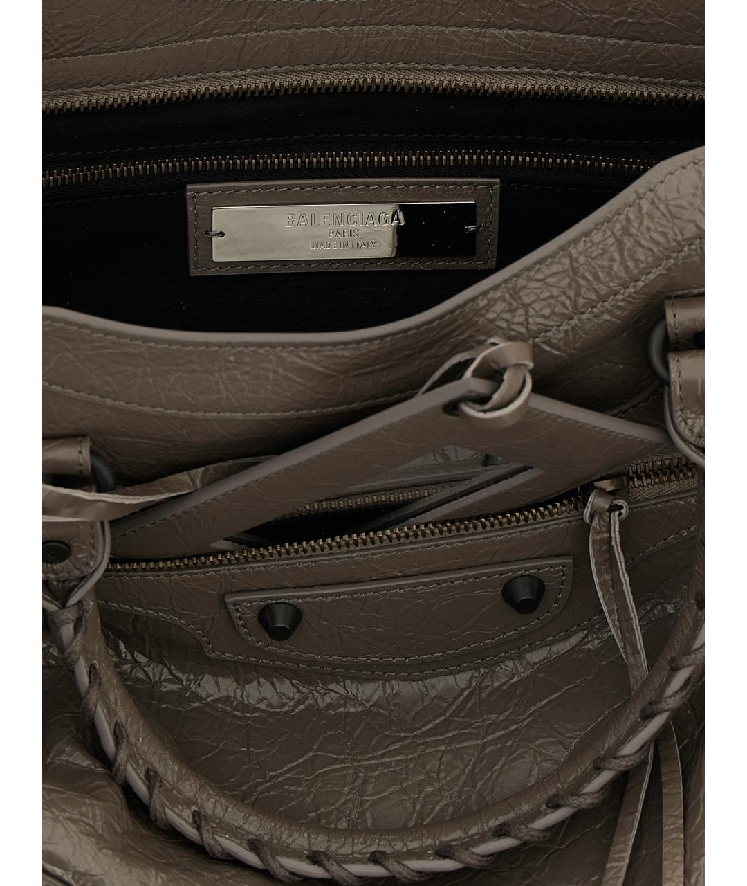 BALENCIAGA Серая кожаная сумка тоут, фото 4