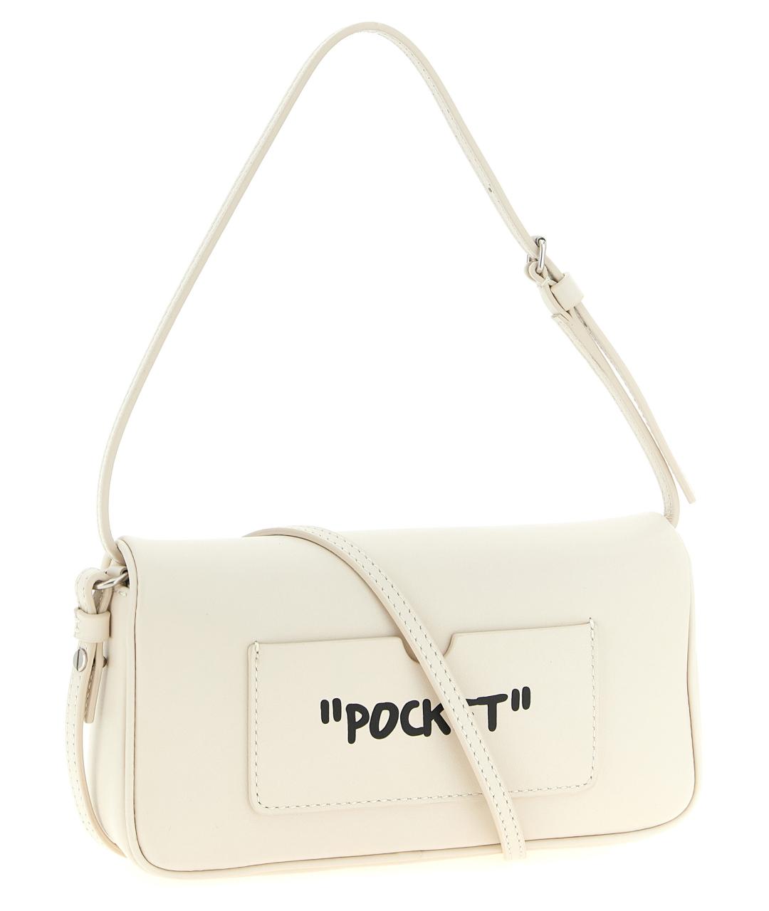 OFF-WHITE Белая кожаная сумка через плечо, фото 2