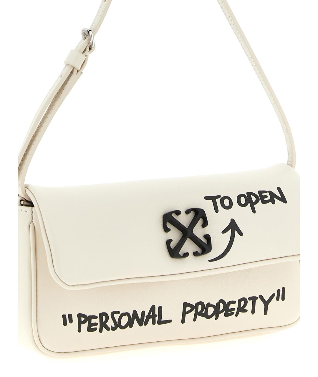 OFF-WHITE Белая кожаная сумка через плечо, фото 3