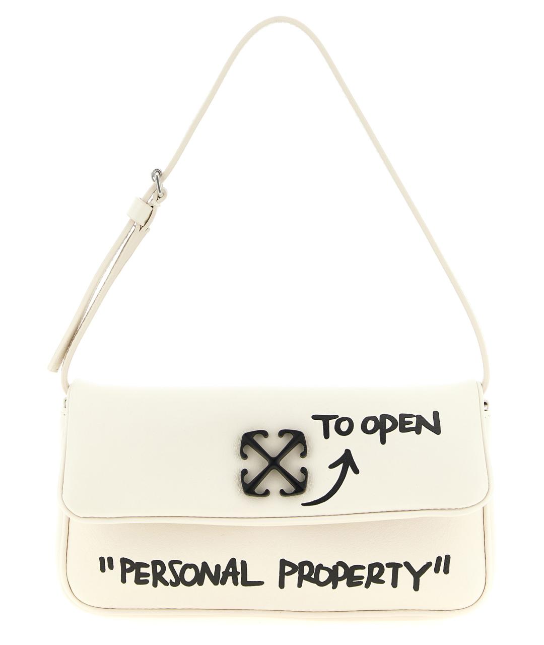 OFF-WHITE Белая кожаная сумка через плечо, фото 1